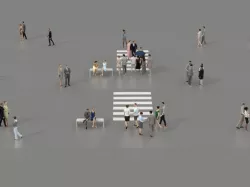 3D PEOPLE CROWDS- ULTIMATE SPEED SOLUTION - PAVEMENT - SIDEWALK Low-poly  3D model