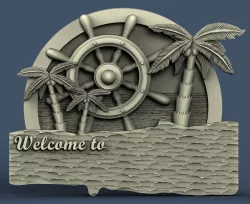 3d STL model for CNC steering wheel and palm trees 3D model