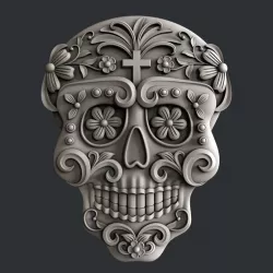3d STL models for CNC router sugar skull 3D model