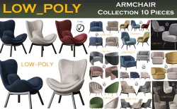 ARMCHAIR Collection 10 Pieces 3d model Low-poly  3D model