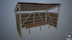 Bench with rust metal cover Low-poly  3D model