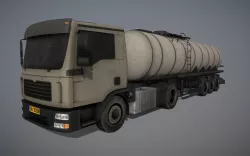 Big Truck With Trailer Low-poly  3D model