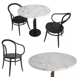 Black and white table and chairs 3D model