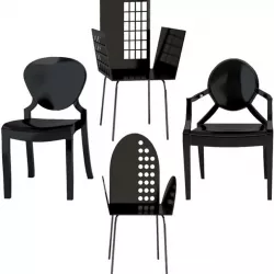 Black Plastic Chairs 3D model