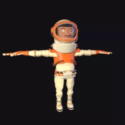 Cartoony look astronaut with old styled helmet 3D model