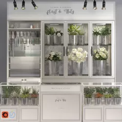 Classic Interior Flower Florist Store Shop Cart Market display 3D model