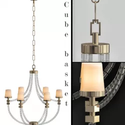 Crystal Cube Basket Chandelier Visual Comfort 3D model
