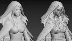Female fantasy mage Low-poly  3D model