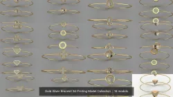 Gold Silver Bracelet 3d Printing Model Collection  