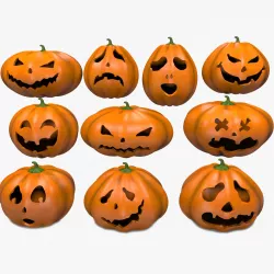 Halloween Pumpkins Emoji Set  3D model