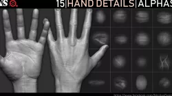 Hand Details Alphas Low-poly  3D model