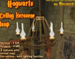 Hogwarts Ceiling kerosene lamp - 3d Sculpture Low-poly  3D model