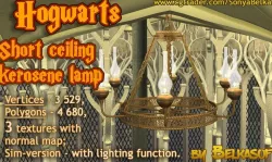 Hogwarts Short ceiling kerosene lamp - 3d decor Low-poly  3D model