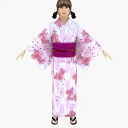 Japanese Casual Summer Kimono Girl  Pink Yukata Girl  3D model