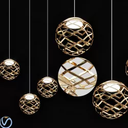Kelly Cluster Sphere Pendant Light  3 Lights 3D model