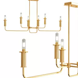 Kichler Alden 38 12W Brass 6 Light Linear Chandelier 3D model