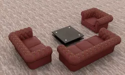 Leather Sofa and Chairs 3D model