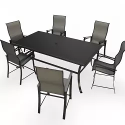 Lounge Metallic table and chairs 3D model
