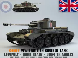 Low Poly A34 Comet Cruiser Tank Low-poly  3D model