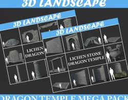 Low poly Ancient Dragon Temple Element Mega Pack 190906 3D Model Collection