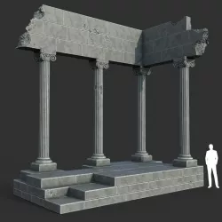 Low poly Ancient Roman Ruin Construction 01 - White Granite Low-poly  3D model
