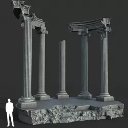Low poly Ancient Roman Ruin Construction 05 - White Granite Low-poly  3D model