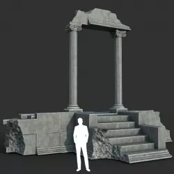 Low poly Ancient Roman Ruin Construction 06 - White Granite Low-poly  3D model
