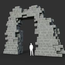 Low poly Ancient Roman Ruin Construction R2 - White Granite Low-poly  3D model