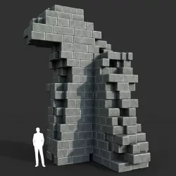 Low poly Ancient Roman Ruin Construction R3 - White Granite Low-poly  3D model