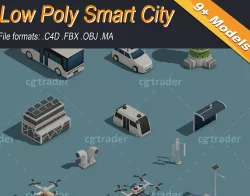 Low Poly Smart City Isometric Icon Low-poly  3D model