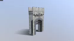 Medieval French Castle Gatehouse Low-poly  3D model
