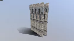 Medieval French Castle Wall Low-poly  3D model