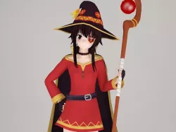 Megumin anime girl pose 01 3D model