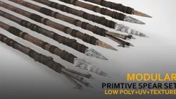 Modular Primitive Spear Set 15pc Low-poly  3D model
