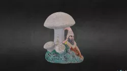Mushroom with Gnome Statue 3D model