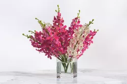 Pink and white flower in a vase 3D model