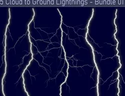 Realistic Lightnings Bundle 01 - 5 pack CG 3D Model Collection