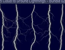 Realistic Lightnings Bundle 02 - 5 pack CG 3D Model Collection