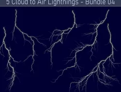 Realistic Lightnings Bundle 04 - 5 pack CA 3D Model Collection