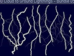 Realistic Lightnings Bundle 05 - 10 pack CG 3D Model Collection