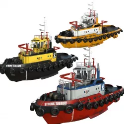 set Tug boats 30 m   Pack  Low-poly  3D model