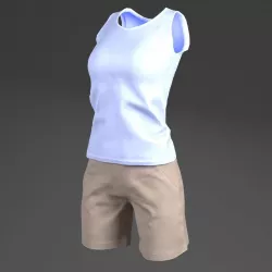 Sleeveless Shirts and Short for woman Low-poly  3D model