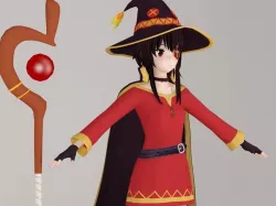 T pose nonrigged model of Megumin anime girl 3D model