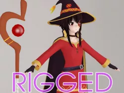 T pose rigged model of Megumin anime girl 3D model