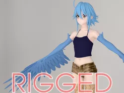 T pose rigged model of Papi anime girl 3D model