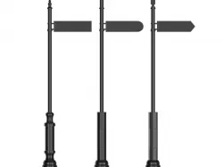 Three street pointers with three different shape arrows 3D Model Collection