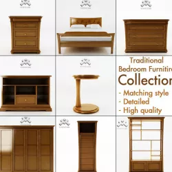 Traditional Bedroom Furniture Set 3D Model Collection