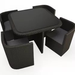 Wicker Outdoor Table and Armchair 3D model