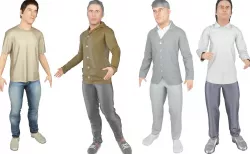 4x Man models real cloth simulation conversation loop animated 3D Model Collection