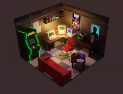 80s Hacker Room Low-poly  3D model